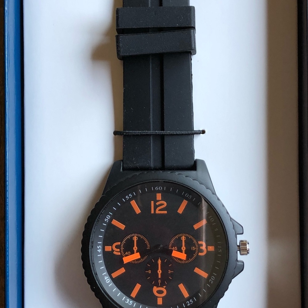 NIB Black Watch with Orange Numbers 3 Dials - Picture 4 of 8